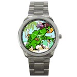 Parrot Hat Cartoon Captain Sport Metal Watch