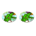 Parrot Hat Cartoon Captain Cufflinks (Oval)