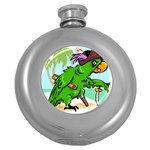 Parrot Hat Cartoon Captain Round Hip Flask (5 oz)