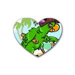 Parrot Hat Cartoon Captain Rubber Coaster (Heart)