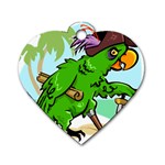 Parrot Hat Cartoon Captain Dog Tag Heart (One Side)