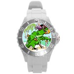 Parrot Hat Cartoon Captain Round Plastic Sport Watch (L)