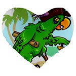 Parrot Hat Cartoon Captain Large 19  Premium Heart Shape Cushions