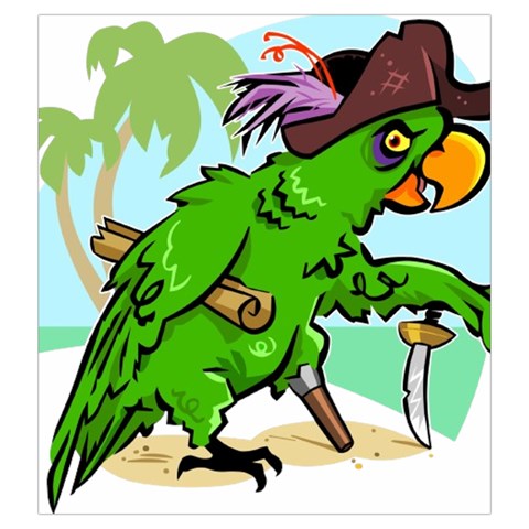 Parrot Hat Cartoon Captain Drawstring Pouch (Large) from ArtsNow.com Front