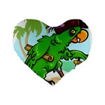 Parrot Hat Cartoon Captain Standard 16  Premium Flano Heart Shape Cushions
