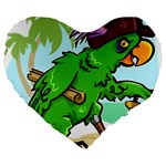 Parrot Hat Cartoon Captain Large 19  Premium Flano Heart Shape Cushions