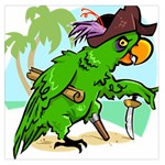 Parrot Hat Cartoon Captain Square Satin Scarf (36  x 36 )