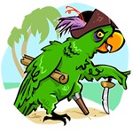 Parrot Hat Cartoon Captain Wooden Bottle Opener (Round)