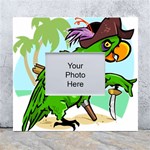 Parrot Hat Cartoon Captain White Wall Photo Frame 5  x 7 