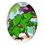 Parrot Hat Cartoon Captain Oval Glass Fridge Magnet (4 pack)