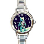 Bear Astronaut Futuristic Round Italian Charm Watch