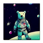 Bear Astronaut Futuristic Tile Coaster