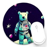 Bear Astronaut Futuristic Round Mousepad