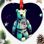Bear Astronaut Futuristic Ornament (Heart)