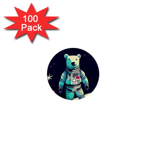 Bear Astronaut Futuristic 1  Mini Buttons (100 pack)  from ArtsNow.com Front