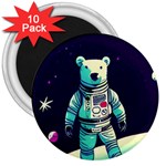 Bear Astronaut Futuristic 3  Magnets (10 pack) 