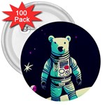 Bear Astronaut Futuristic 3  Buttons (100 pack) 