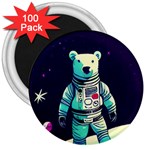 Bear Astronaut Futuristic 3  Magnets (100 pack)