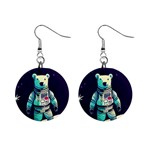 Bear Astronaut Futuristic Mini Button Earrings