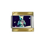 Bear Astronaut Futuristic Gold Trim Italian Charm (9mm)