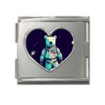 Bear Astronaut Futuristic Mega Link Heart Italian Charm (18mm)