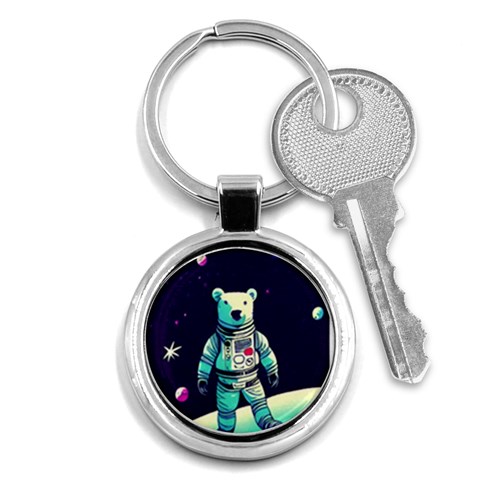 Bear Astronaut Futuristic Key Chain (Round) from ArtsNow.com Front