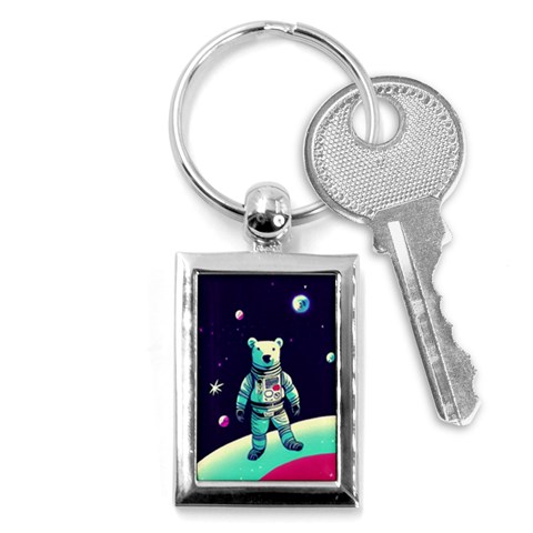 Bear Astronaut Futuristic Key Chain (Rectangle) from ArtsNow.com Front