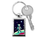 Bear Astronaut Futuristic Key Chain (Rectangle)