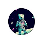 Bear Astronaut Futuristic Rubber Coaster (Round)