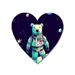 Bear Astronaut Futuristic Heart Magnet