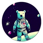 Bear Astronaut Futuristic Magnet 5  (Round)