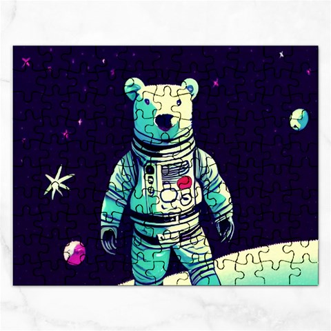 Bear Astronaut Futuristic Rectangular Jigsaw Puzzl from ArtsNow.com Front