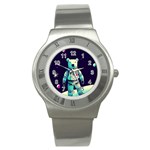 Bear Astronaut Futuristic Stainless Steel Watch