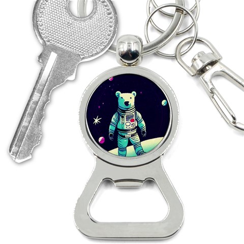 Bear Astronaut Futuristic Bottle Opener Key Chain from ArtsNow.com Front