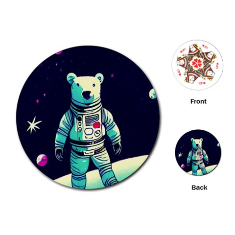 Bear Astronaut Futuristic Playing Cards Single Design (Round) from ArtsNow.com Front