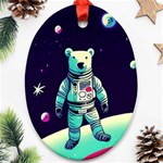 Bear Astronaut Futuristic Oval Ornament (Two Sides)