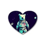 Bear Astronaut Futuristic Rubber Coaster (Heart)
