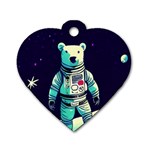 Bear Astronaut Futuristic Dog Tag Heart (Two Sides)