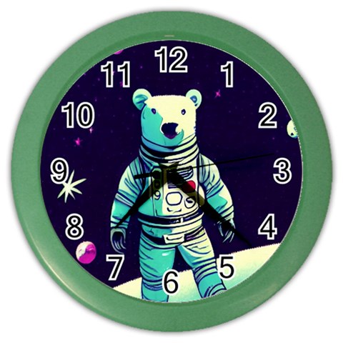 Bear Astronaut Futuristic Color Wall Clock from ArtsNow.com Front