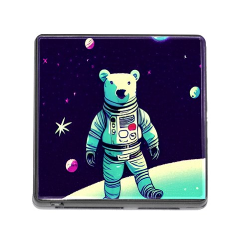Bear Astronaut Futuristic Memory Card Reader (Square 5 Slot) from ArtsNow.com Front