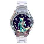 Bear Astronaut Futuristic Stainless Steel Analogue Watch