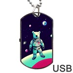 Bear Astronaut Futuristic Dog Tag USB Flash (One Side)