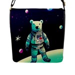 Bear Astronaut Futuristic Flap Closure Messenger Bag (L)