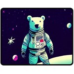 Bear Astronaut Futuristic Two Sides Fleece Blanket (Medium)