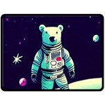 Bear Astronaut Futuristic Two Sides Fleece Blanket (Large)