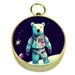 Bear Astronaut Futuristic Gold Compasses