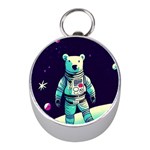 Bear Astronaut Futuristic Mini Silver Compasses
