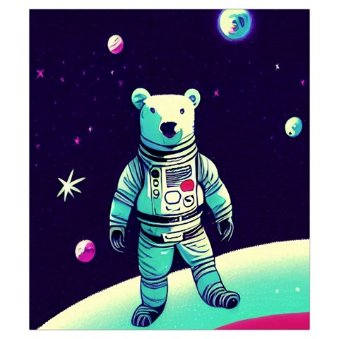 Bear Astronaut Futuristic Drawstring Pouch (Small) from ArtsNow.com Front