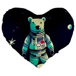 Bear Astronaut Futuristic Large 19  Premium Flano Heart Shape Cushions