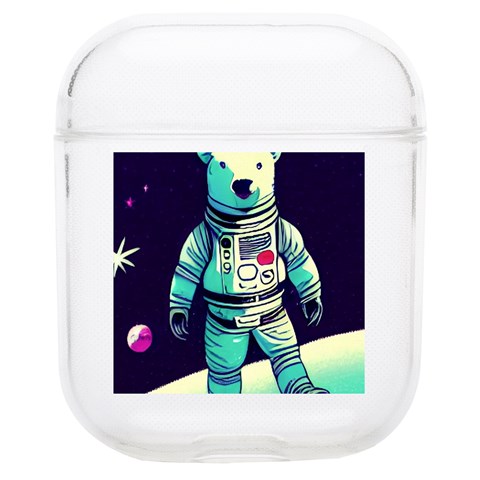 Bear Astronaut Futuristic Soft TPU AirPods 1/2 Case from ArtsNow.com Front